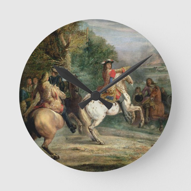Louis XIV (1638-1715) som har uppsikt över siegen Rund Klocka (Framsida)