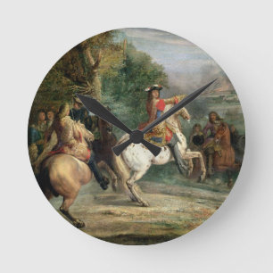 Louis XIV (1638-1715) som har uppsikt över siegen Rund Klocka