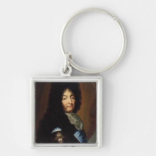 Louis XIV Fyrkantig Silverfärgad Nyckelring (Framsidan)