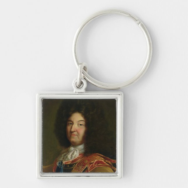 Louis XIV Fyrkantig Silverfärgad Nyckelring (Framsidan)