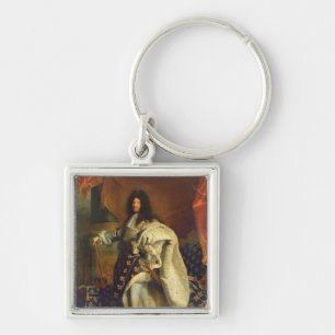 Louis XIV i kunglig dräkt, 1701 Fyrkantig Silverfärgad Nyckelring