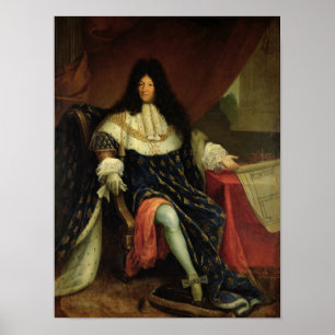 Louis XIV innehav en planera av Maisonen Royale Poster