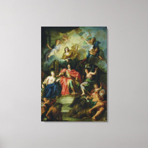 Louis XIV som krönas av härlighet, c.1686 Canvastryck