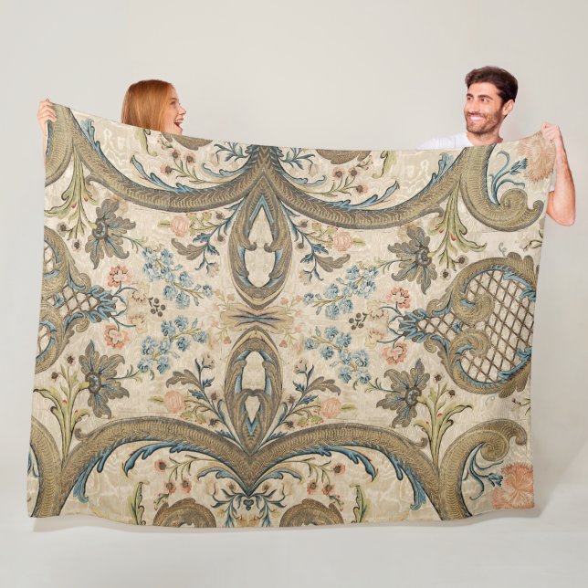 Louis XV Blommigt Fleece Blanket (På plats)