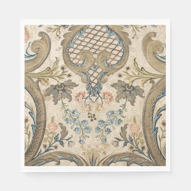 Louis XV Blommigt Print Standard Luncheon Napkin Pappersservett (Framsidan)