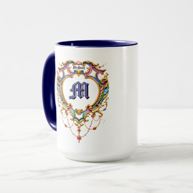 Louis XV kartusch namn & monogram Mugg (Framsida vänster)