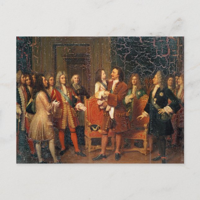 Louis XV Visiting Peter I Vykort (Framsida)