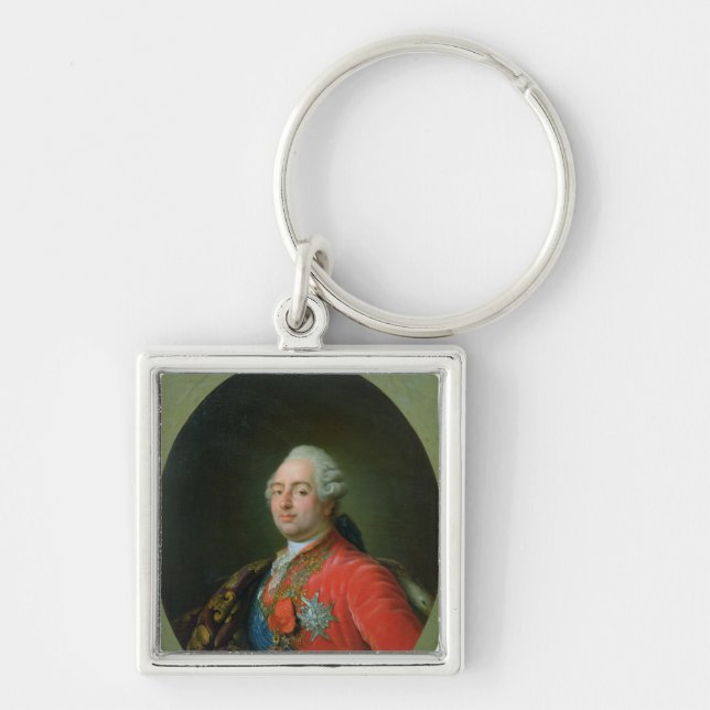 Louis XVI 1786 Fyrkantig Silverfärgad Nyckelring (Framsidan)