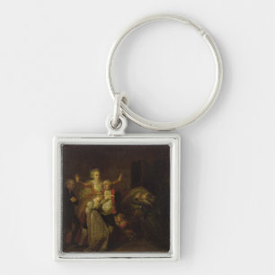 Louis XVI bjuda avsked till hans familj Fyrkantig Silverfärgad Nyckelring