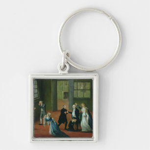 Louis XVI bjuda avsked till hans familj Fyrkantig Silverfärgad Nyckelring