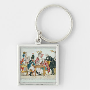 Louis XVI spelar schack Fyrkantig Silverfärgad Nyckelring