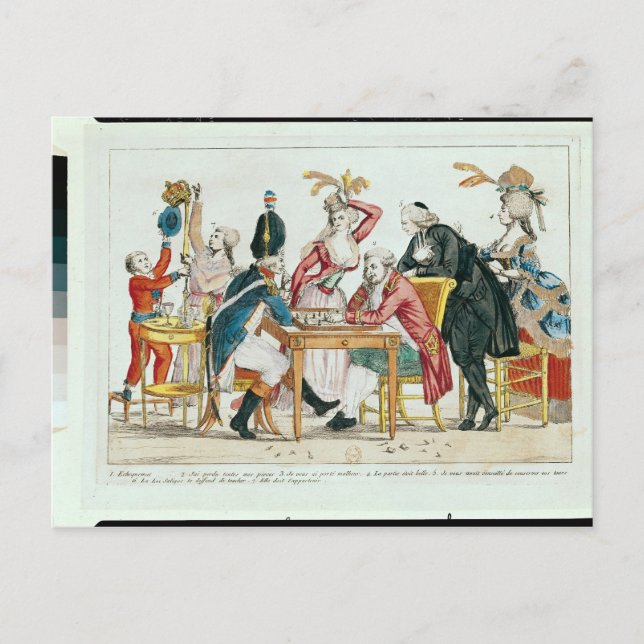 Louis XVI spelar schack Vykort (Framsida)