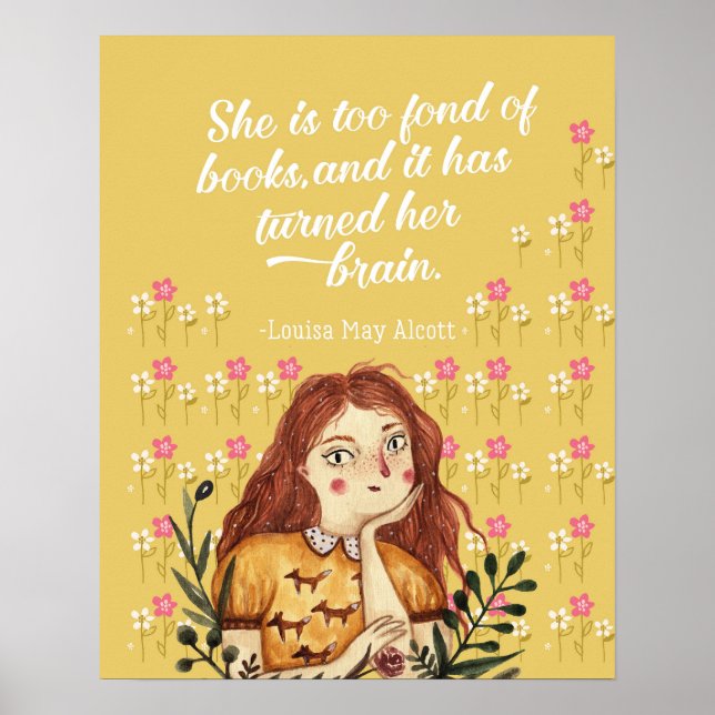 Louisa May Alcott Bok Älskare Blommigt Art Skriv u Poster (Framsidan)
