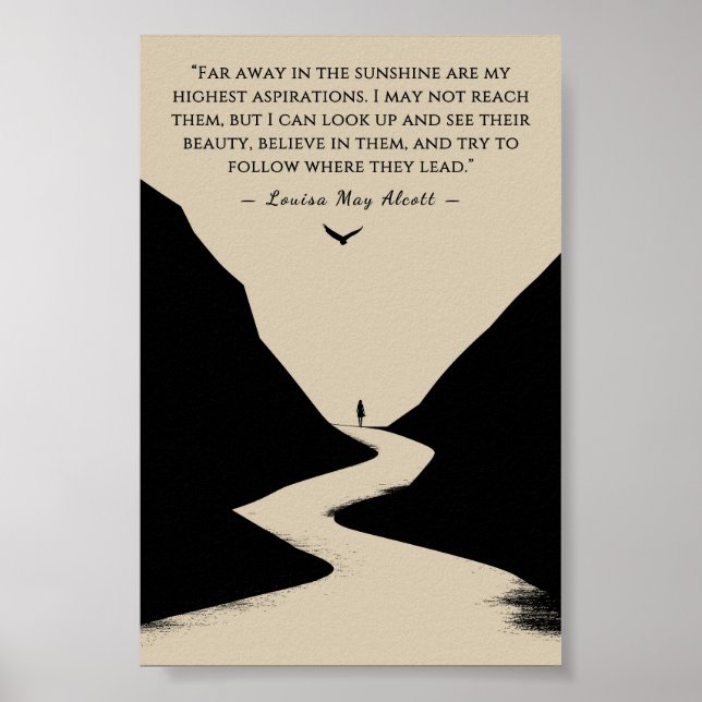 Louisa May Alcott Citat Minimalistisk Långt Borta  Poster (Framsidan)