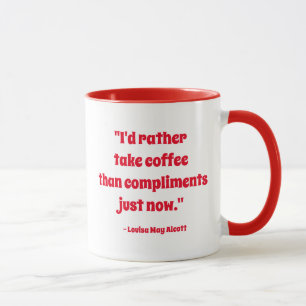 Louisa May Alcott Coffee Quote (kvadratisk logotyp Mugg