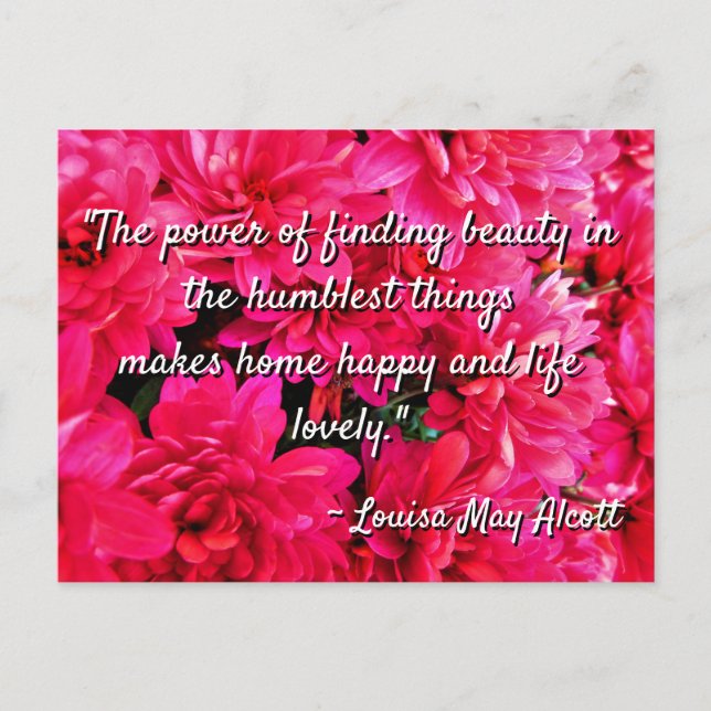 Louisa May Alcott Quote Humble Beauty Postcard Vykort (Framsida)