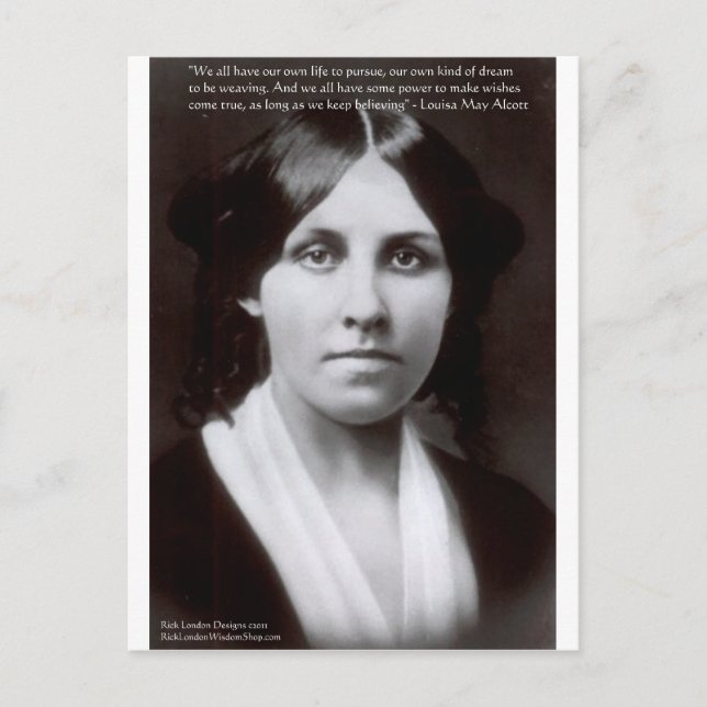 Louisa May Alcott & "Syfte/Dröm" Citat Gåvor Vykort (Framsida)