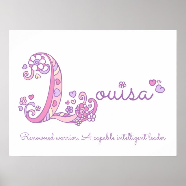 Louisas initial L-doodle hjärtkonst namn betydelse Poster (Framsidan)