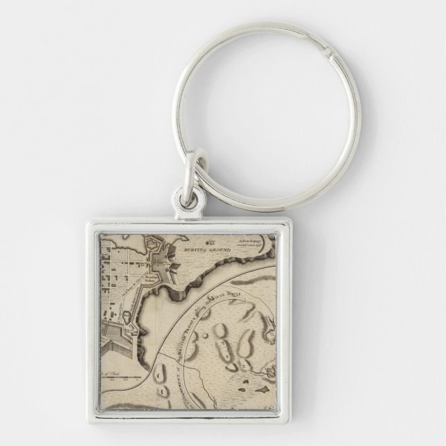 Louisburg Fyrkantig Silverfärgad Nyckelring (Framsidan)