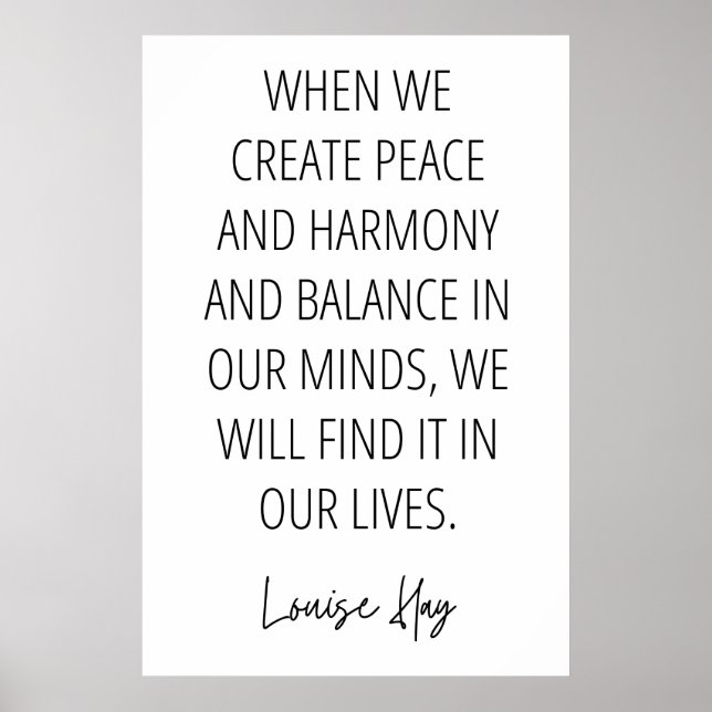 Louise Hay Quote om fred och harmoni Poster (Framsidan)
