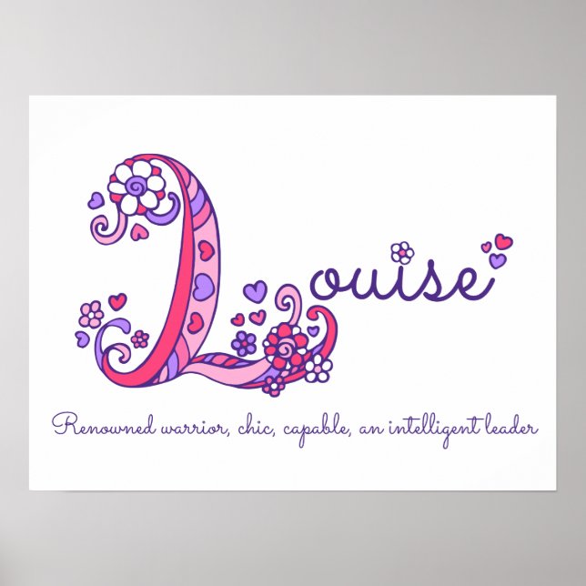 Louise initial L doodle hjärta konst namn betydels Poster (Framsidan)