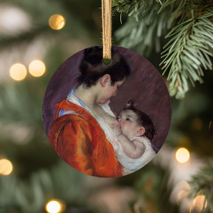 Louise Nursing Hennes barn Mary Cassatt Julgransprydnad Keramik