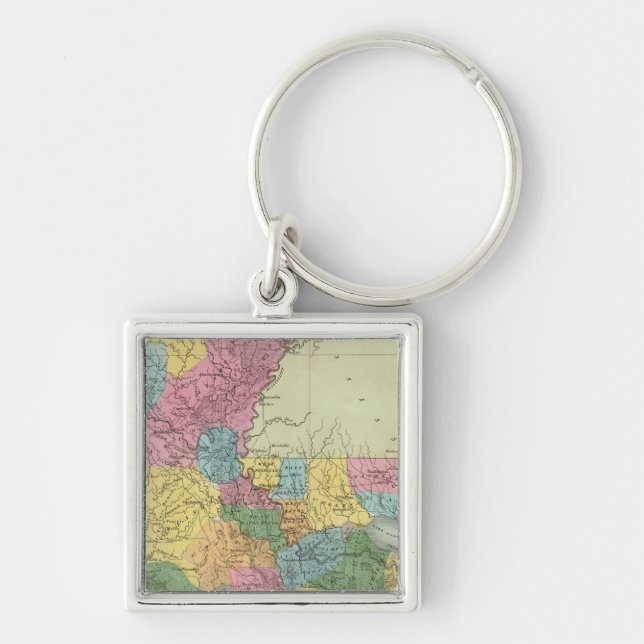 Louisiana 10 fyrkantig silverfärgad nyckelring (Framsidan)