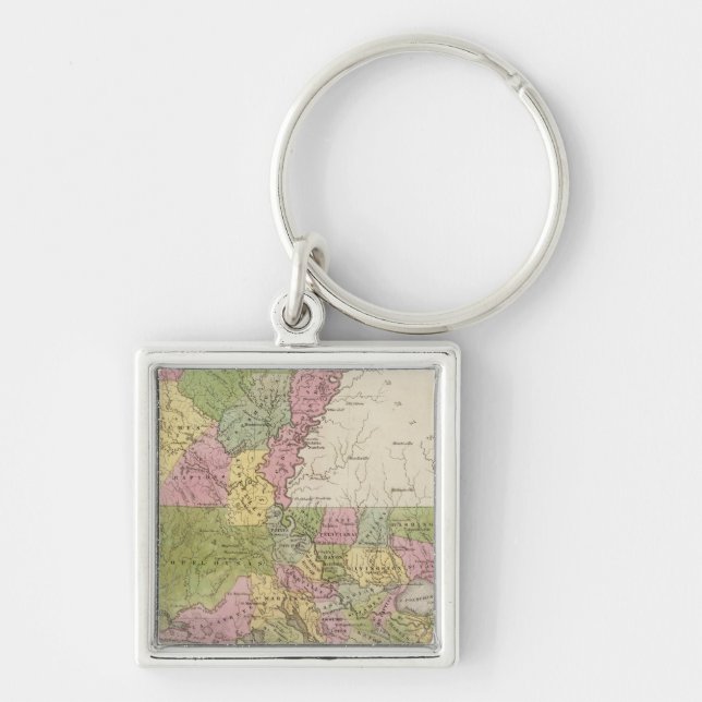 Louisiana 11 fyrkantig silverfärgad nyckelring (Framsidan)