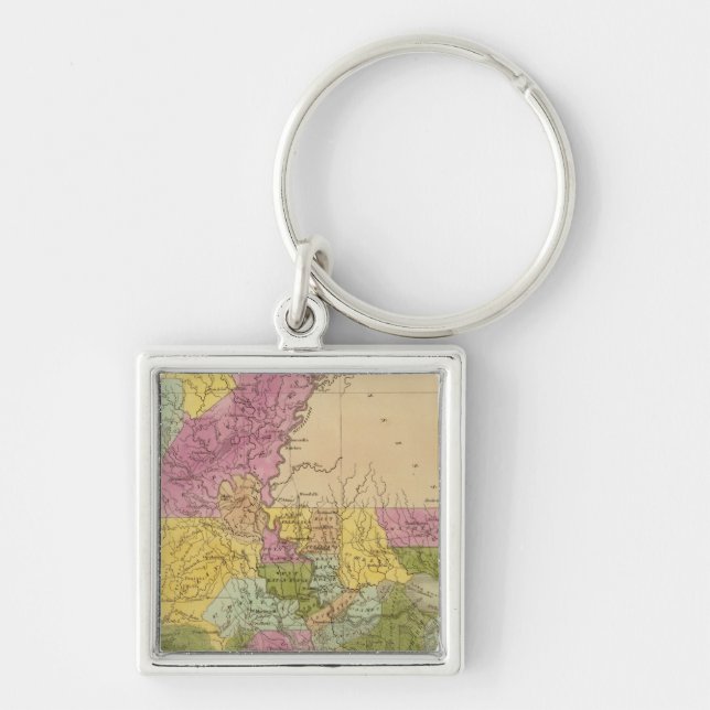 Louisiana 7 fyrkantig silverfärgad nyckelring (Framsidan)