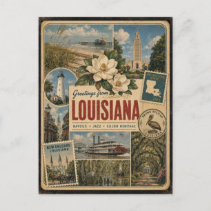 Louisiana Äkta Vintage Stil Vykort