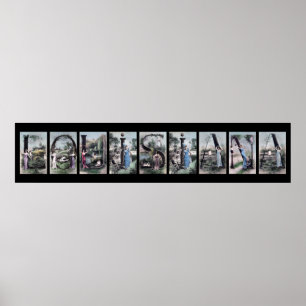 LOUISIANA Alphabet Brev Namn Art Poster