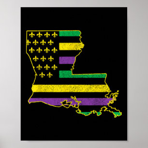 Louisiana American Flagga State Karta Pride Nola M Poster