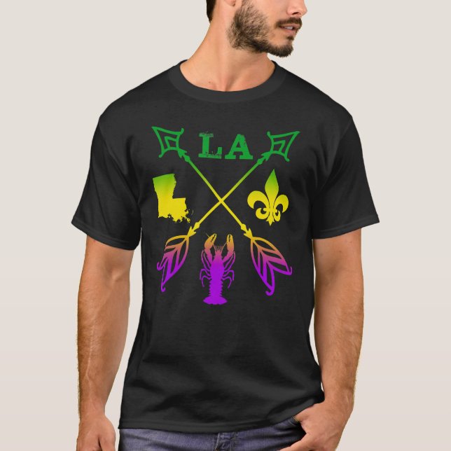 Louisiana Arrow New Orleans Mardi Gras T Shirt (Framsida)