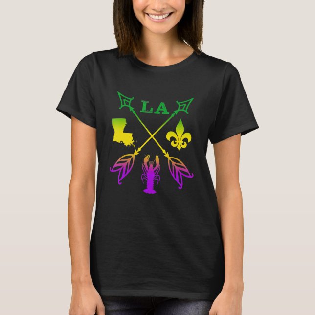 Louisiana arrow t shirt New Orleans Mardi Gras Tsh (Framsida)