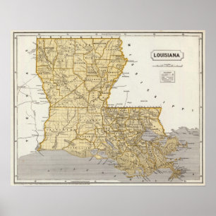 Louisiana Atlas Karta Poster