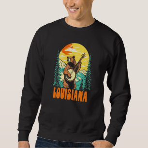 Louisiana Banjo Plockande Björn Utomhus & Musik   Lång Ärmad Tröja