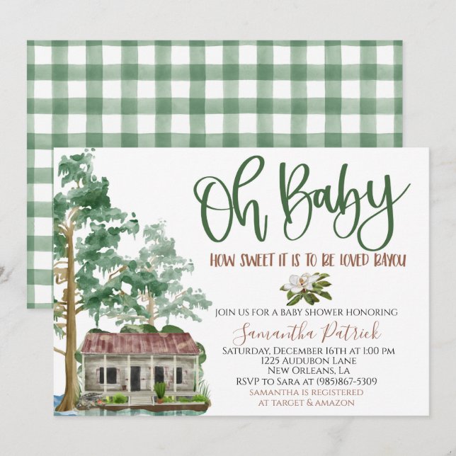 Louisiana Bayou Baby Shower-inbjudan Inbjudningar (Fram/baksida)