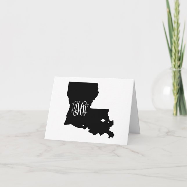 Louisiana Black White Vine Monogram DIY BG Tack Kort (Framsida)