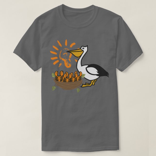 Louisiana Brown Pelican Matande Kräftor LA Flagga T Shirt (Design framsida)