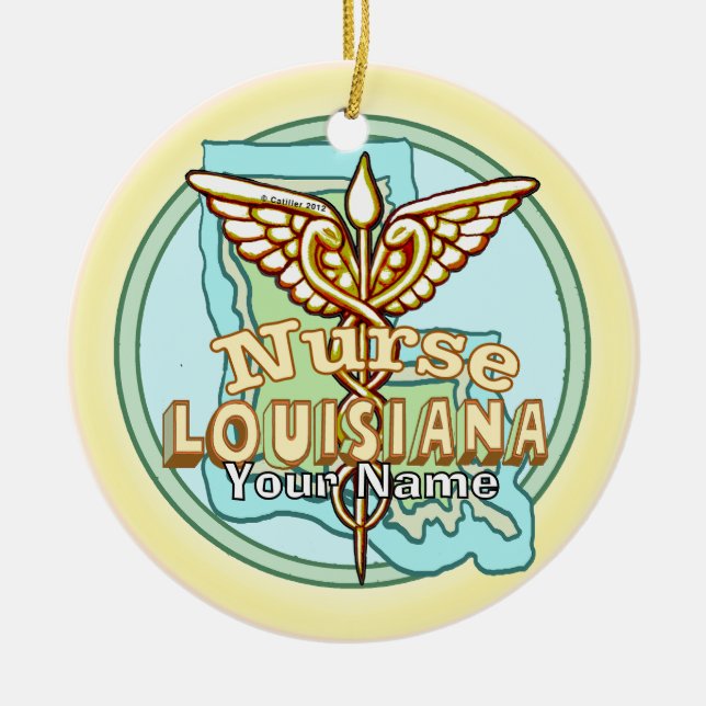 Louisiana Caduceus Nurse  Julgransprydnad Keramik (Framsidan)