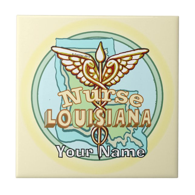 Louisiana Caduceus Nurse Tile Kakelplatta (Framsidan)