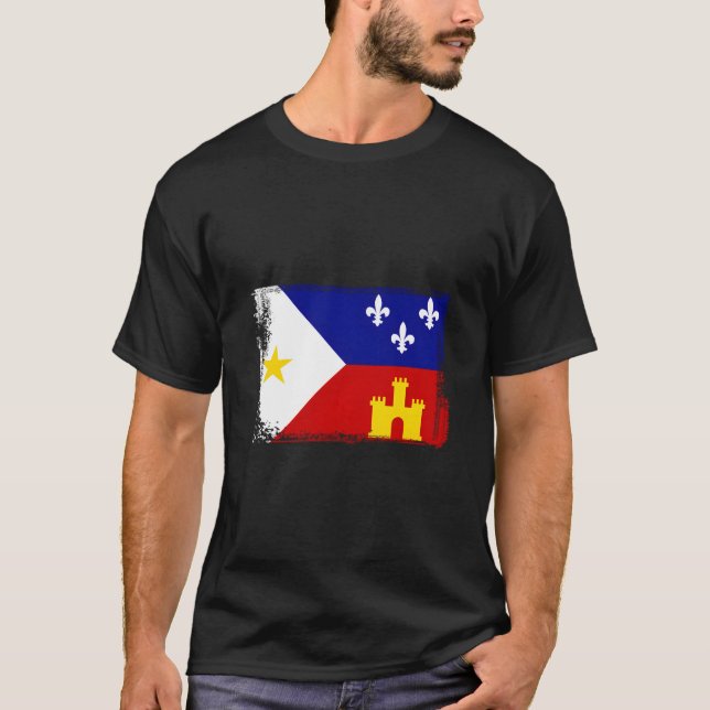 Louisiana Cajun Acadiana Flag T Shirt (Framsida)