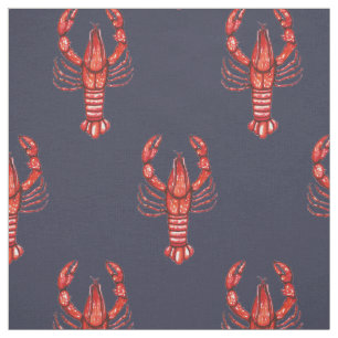 Louisiana Cajun vattenfärgkräftor & marinblått Tyg