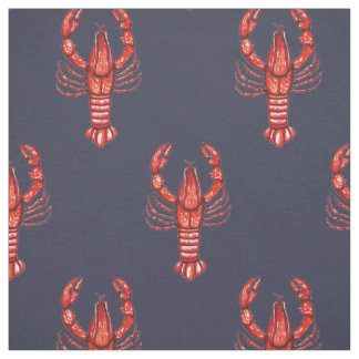 Louisiana Cajun vattenfärgkräftor & marinblått Tyg