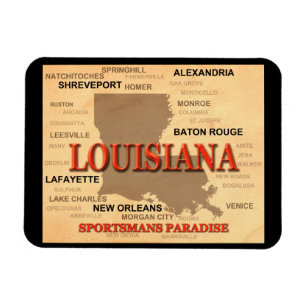 Louisiana City och Städer State Pride Karta Magnet