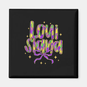 Louisiana Coquette Bow Colorful Mardi Gras Carniva Magnet