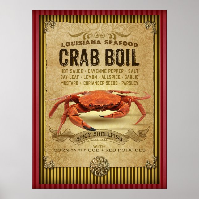 Louisiana Crab Boil New Orleans Cajun Poster (Framsidan)