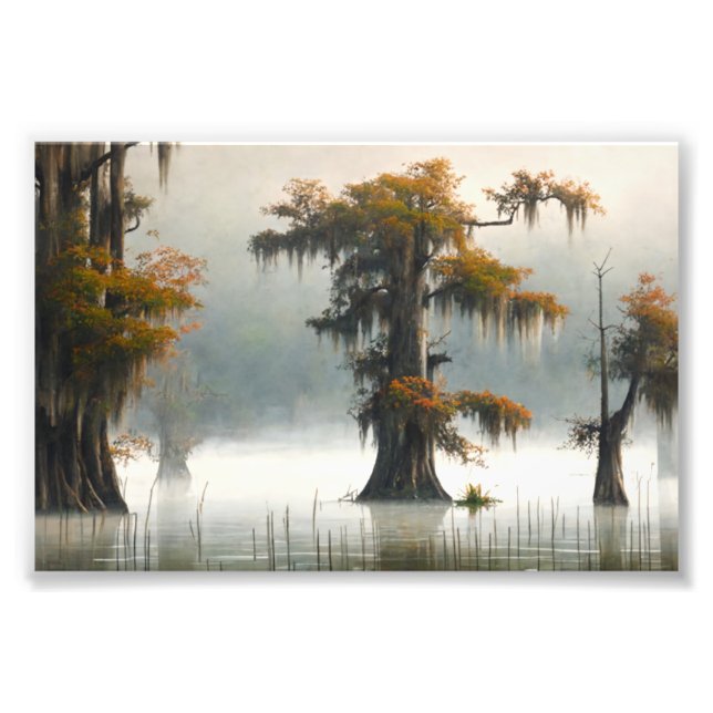 Louisiana Cypress Swamp, Louisiana Art, Swamp Fototryck (Framsidan)