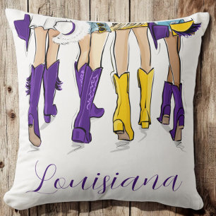 Louisiana Dam Mode Cowboy Boot Lila Gult Kudde