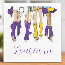 Louisiana Damer / Lila Gula Cowboy Stövlar Hattar